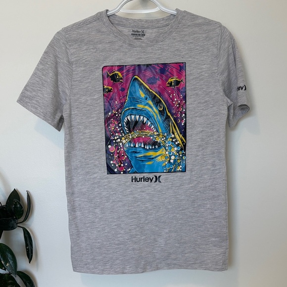 Hurley Other - Hurley Gray Tee with Vibrant Shark Design